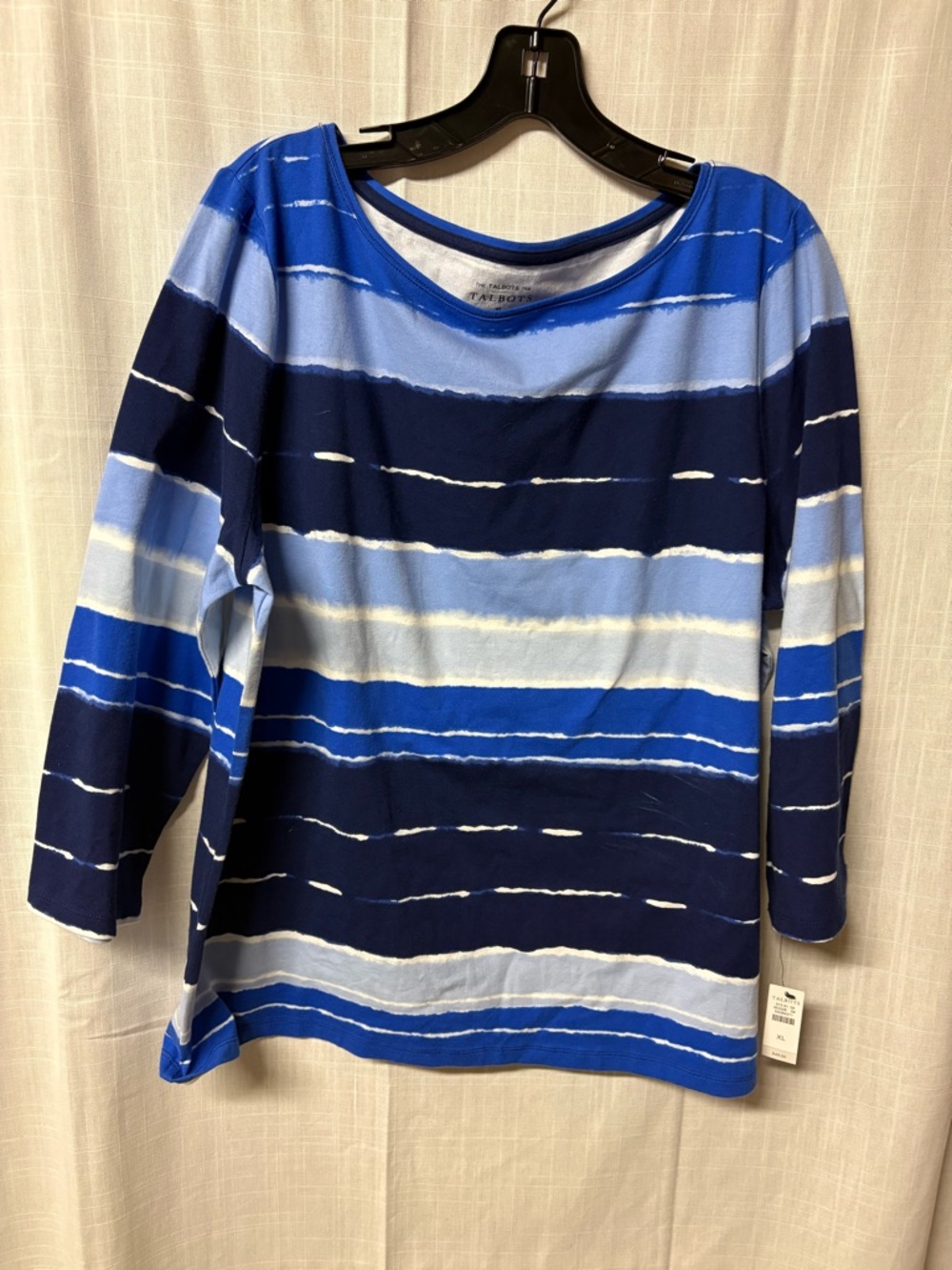 Talbots Royal and Light Blue Striped Knit Top